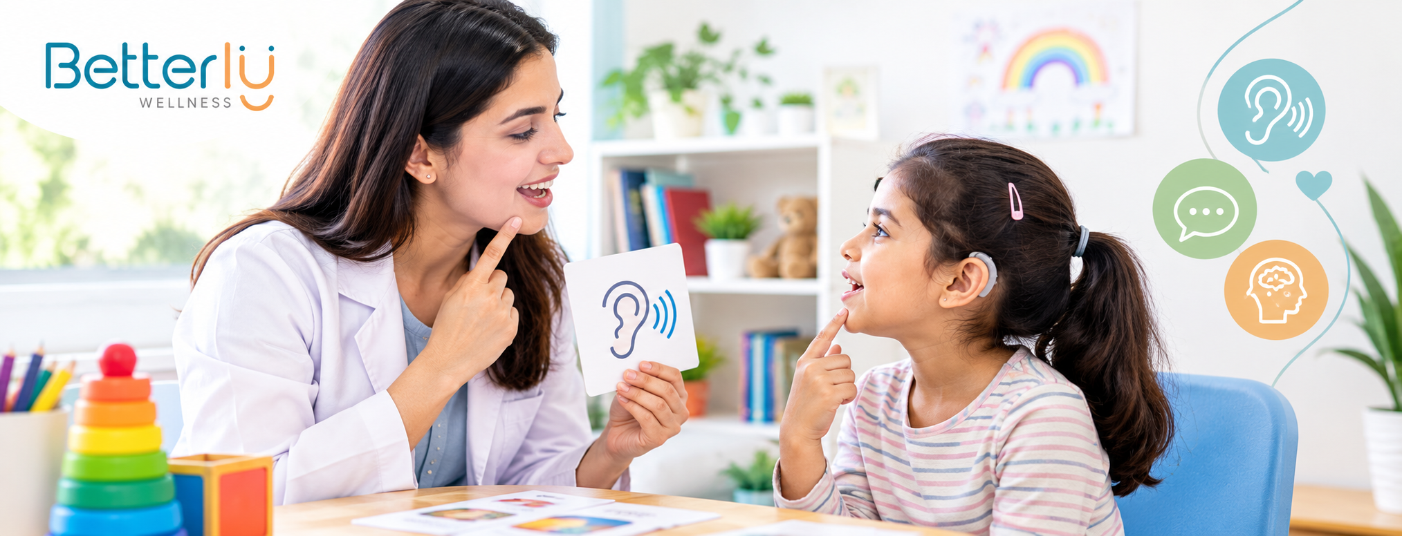 Speech delay treatment session with child in Sharjah
